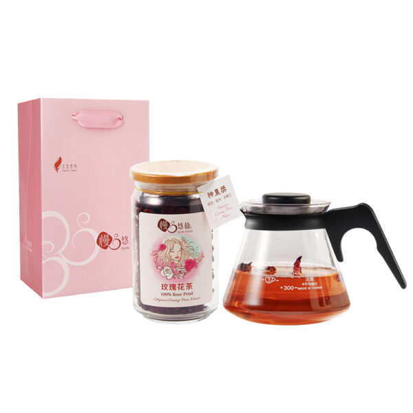 【慢悠仙】玫瑰花茶20g玻璃罐裝(花瓣)+耐熱沖泡壺