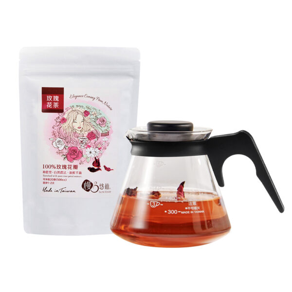 【慢悠仙】玫瑰花茶20g(花瓣)+耐熱沖泡壺